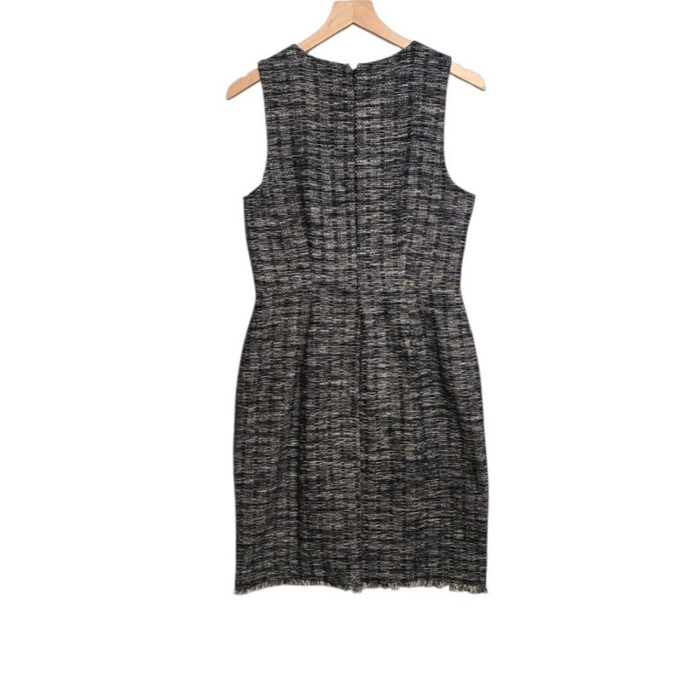 J Crew Womens Size 6 Navy Blue Metallic Fringe Tweed Sheath Dress Classic Career - Picture 3 of 8